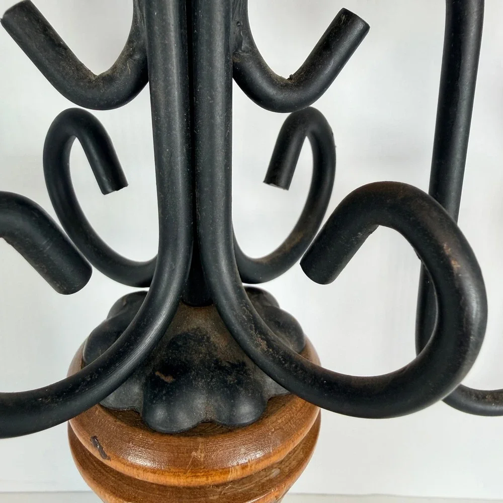 Vintage‎ Wood Metal Candelabra 5 Candle Holder Tabletop Decor Accent castlecore